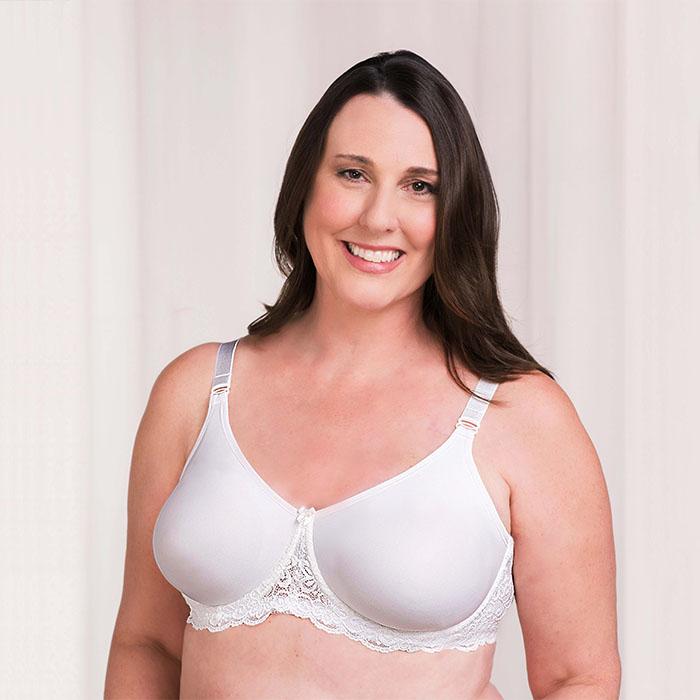 TRULIFE W327 B32 Mastectomy Bra, NEW, BARBARA, Color White, Size 32, B Cup